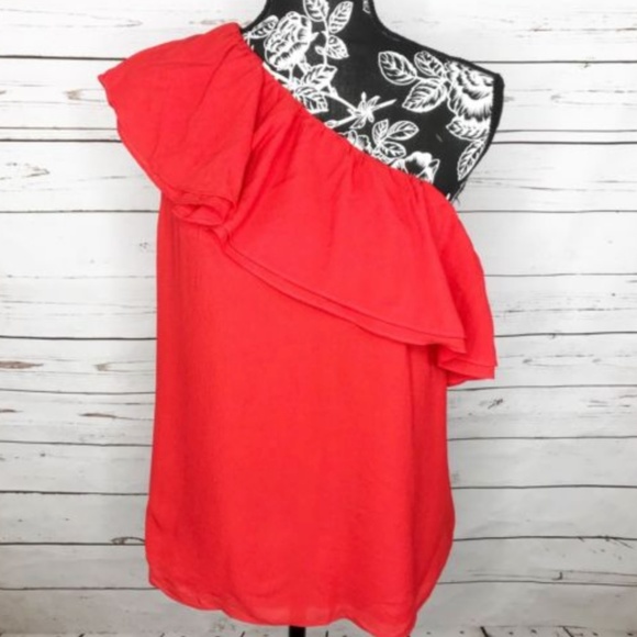 Rebecca Taylor Tops - Rebecca Taylor Silk Red One Shoulder Blouse Top